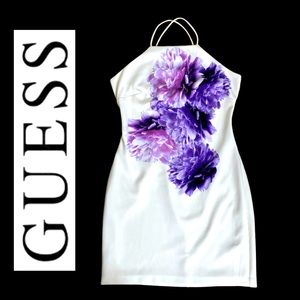 Guess White Purple Flowered Dress